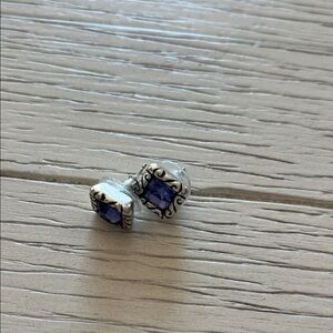 Elegant Silver and Purple Stud Earrings